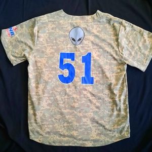 Las Vegas 5l's, Camouflauge Button Down Jersey, Alien Logo, Men's Size XL